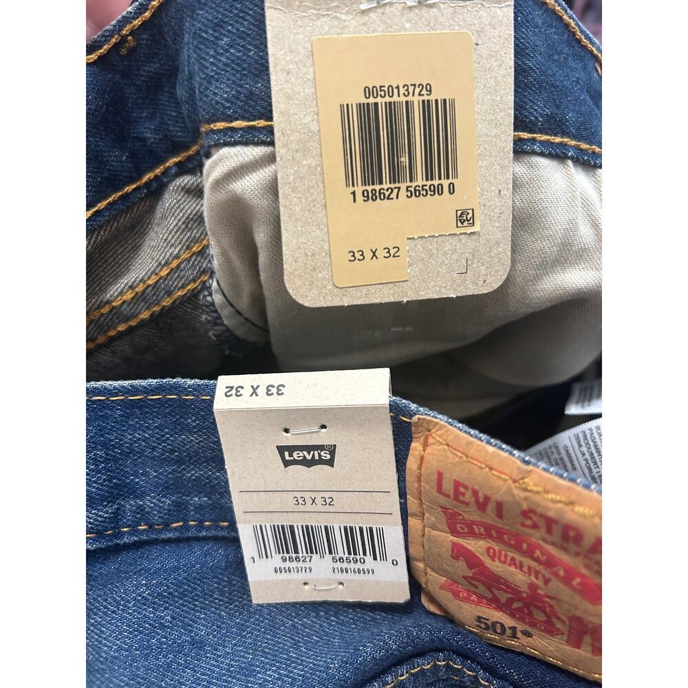 NWT Levi's 501 Original Men's Jeans Dark Wash Straight Leg Denim Levis 33 x 32 - Picture 8 of 10